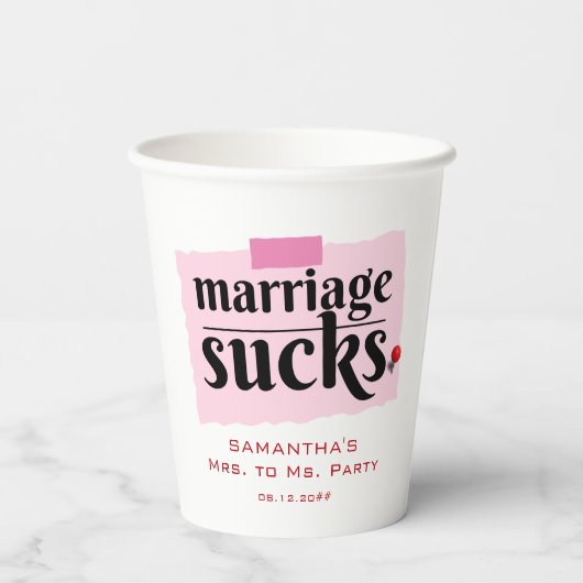 Die Ehe Sind zum Kotzen! Funny Scheidung Announcem Pappbecher (Rückseite)