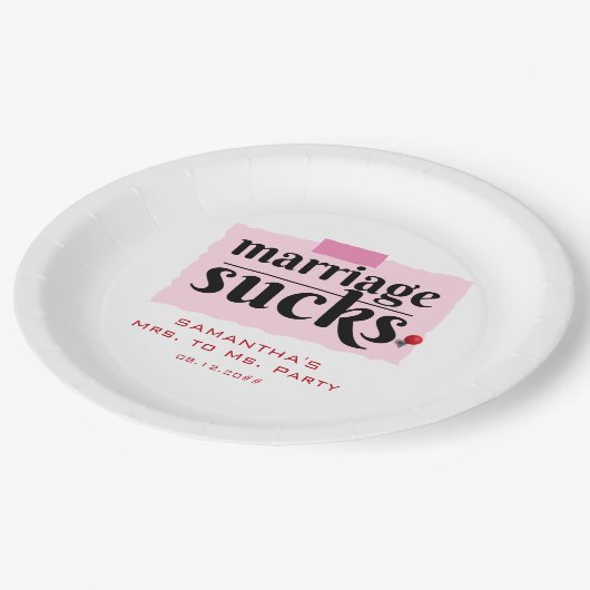 Die Ehe Sind zum Kotzen! Funny Scheidung Announcem Pappteller (Schrägansicht)