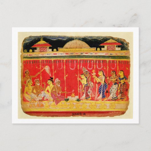 Die Ehe von Krishnas Eltern aus einer Zerstreuung Postkarte (Vorderseite)