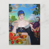 Die Ehefrau und Katze des Händlers von Boris Kusto Postkarte (Vorderseite)