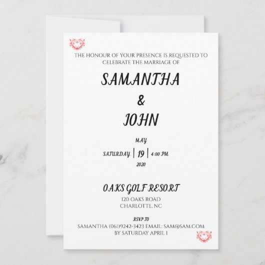 Die Ehre deiner Gegenwart Einladung (Vorderseite)