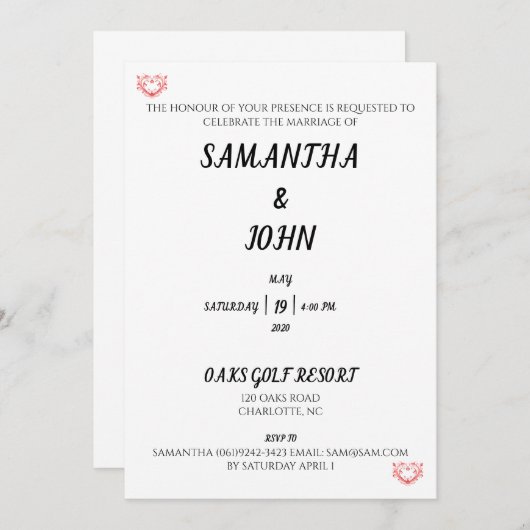 Die Ehre deiner Gegenwart Einladung (Vorne/Hinten)