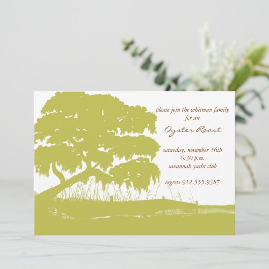 Die Eiche, die mit spanischem Moos durch den Sumpf Einladung (Stehend Vorderseite)