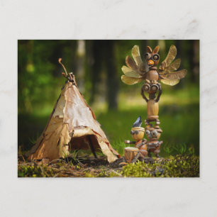 Die Eichelfen spielen Inder. Summer Camping Postkarte