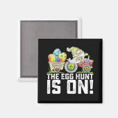 Die Eierjagd ist an sonnigen Ostern. Magnet (Vorderseite/Rückseite)
