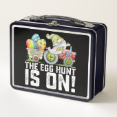 Die Eierjagd ist an sonnigen Ostern. Metall Brotdose (Vorderseite)