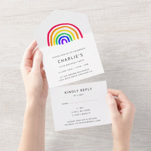 Die eigene Kunst Ihres Kindes | Kinder DIY Geburts All In One Einladung (Abreißen)