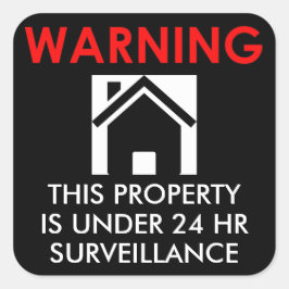 DIE EIGENSCHAFT LIEGT UNTER 24 HR-ÜBERWACHUNGSSTIC QUADRATISCHER AUFKLEBER