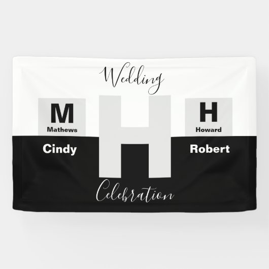 Die einfache Schwarz-Weiß-Hochzeit Banner (Horizontal)