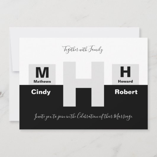 Die einfache Schwarz-Weiß-Hochzeit Einladung (Vorderseite)