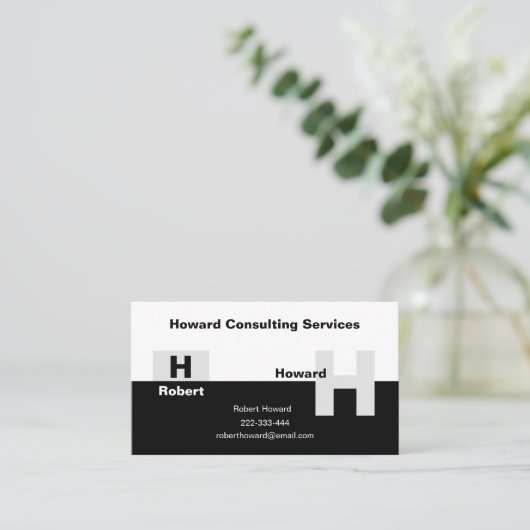 Die einfache Schwarz-Weiß-Visitenkarte Visitenkarte (Stehend Vorderseite)