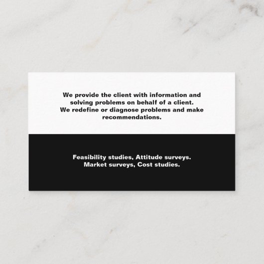 Die einfache Schwarz-Weiß-Visitenkarte Visitenkarte (Rückseite)