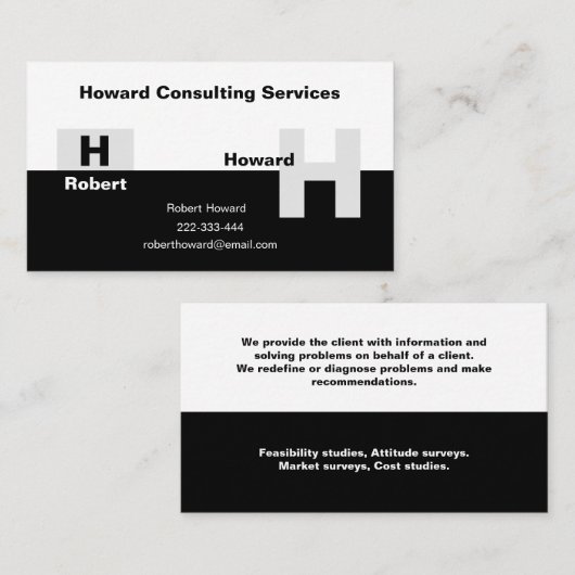 Die einfache Schwarz-Weiß-Visitenkarte Visitenkarte (Vorne/Hinten)