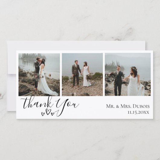 Die einfachen Herzen, die Foto Wedding sind, Dankeskarte (Vorderseite)