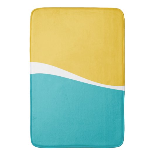 Die einfachen Waves 2 in Türkis, Gelb und Weiß Badematte (Vorderseite Vertikal)