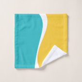 Die einfachen Waves 2 in Türkis, Gelb und Weiß Badhandtuch Set (Waschlappen)