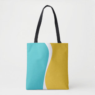 Die einfachen Waves 2 in Türkis, Gelb und Weiß Tasche