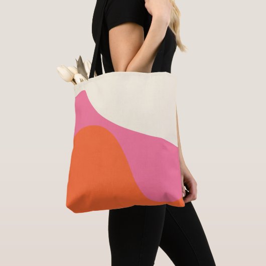 Die einfachen Waves 4 in Rosa, Orange und Creme Tasche (Von Nahem)