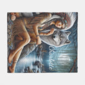 Die Einheimische entspannt sich am Fluss mit dem W Fleecedecke (Vorderseite (Horizontal))