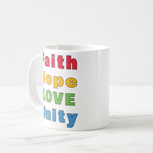 Die Einheit der Liebe der Hoffnung Kaffeetasse (Vorderseite Links)