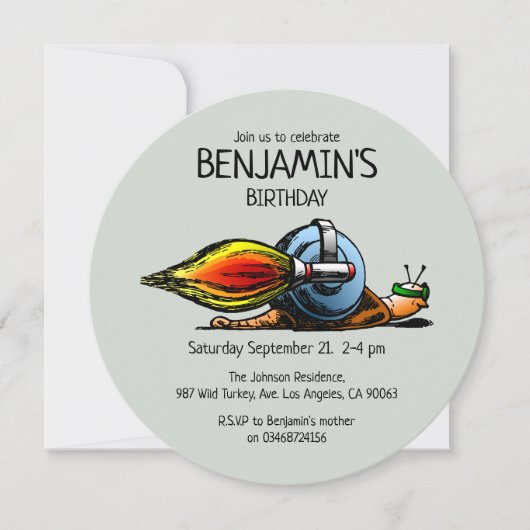 Die Einladung der Rocket-Schnecke zum Geburtstag (Vorderseite)