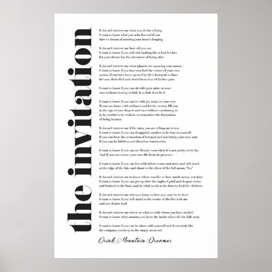 Die Einladung von Oriah Mountain Dreamer Poster (Vorne)