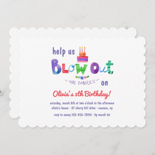 Die Einladung zu Kerzen ausblasen (Vorne/Hinten)