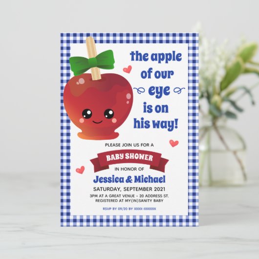 Die Einladung zu unserem Baby-Duschkopf "Eye Boy" (Stehend Vorderseite)