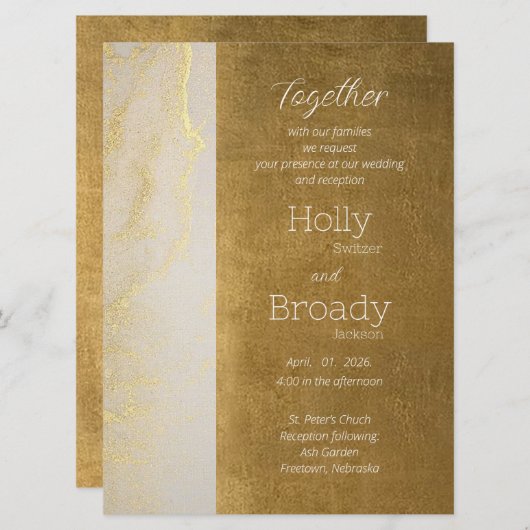 Die Einladung zur Hochzeit am Goldenen Tag (Vorne/Hinten)