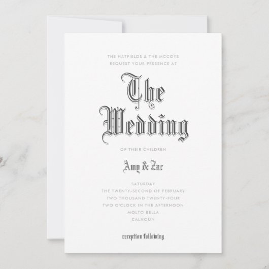 Die Einladung zur Hochzeitsfeier (Vorderseite)