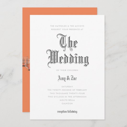 Die Einladung zur Hochzeitsfeier (Vorne/Hinten)