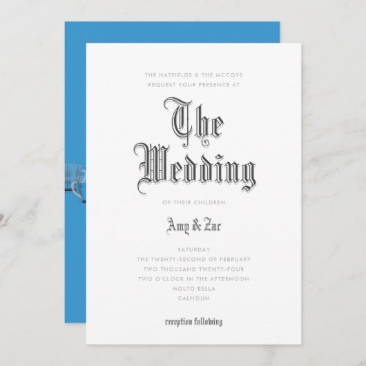 Die Einladung zur Hochzeitsfeier (Vorne/Hinten)