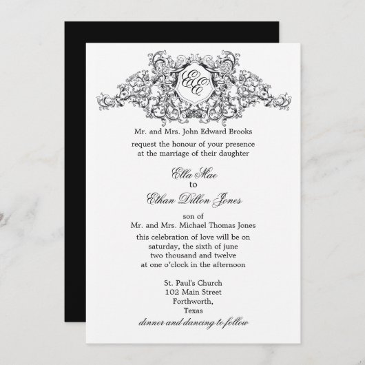 Die Einladung zur "Kate"-Monogramm-Hochzeit (Vorne/Hinten)