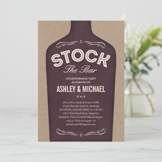 Die Einladungen für die Bar-Dusche (Stehend Vorderseite)