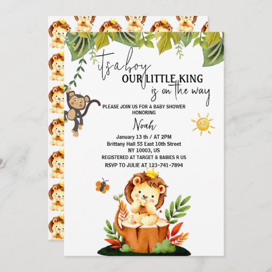 die Einladungen für einen kleinen Jungen Dusche Sa (Vorne/Hinten)