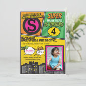 Die Einladungs-Superheld des Superheld-rosa Einladung (Stehend Vorderseite)