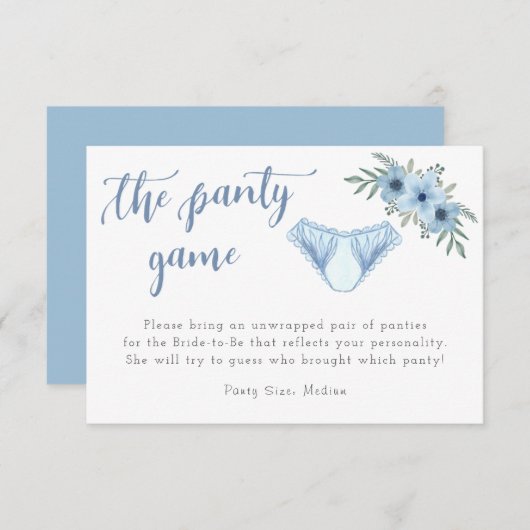 Die Einlage des Panty Game Lingerie-Duschens Begleitkarte (Vorne/Hinten)