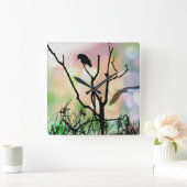 Die einsame Krähen-Wanduhr Quadratische Wanduhr (Zuhause)