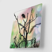 Die einsame Krähen-Wanduhr Quadratische Wanduhr (Winkel)