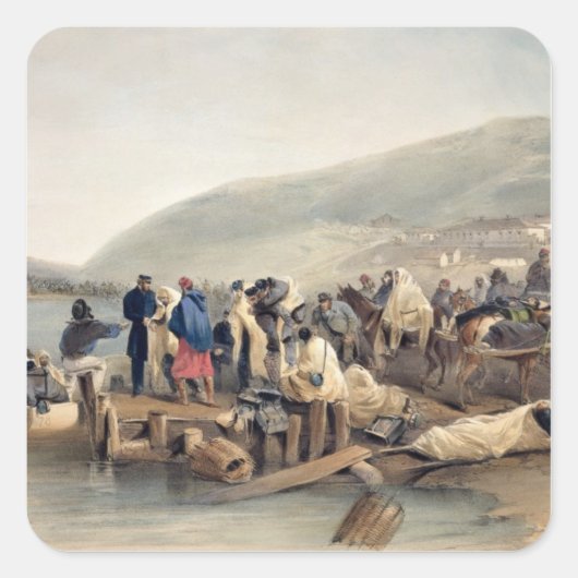 Die Einschiffung des Kranken in Balaklava Quadratischer Aufkleber (Vorderseite)