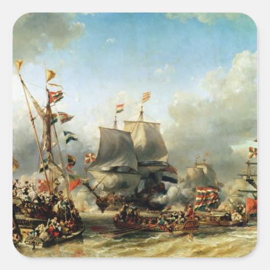 Die Einschiffung von Ruyter und William de Witt Quadratischer Aufkleber (Vorderseite)