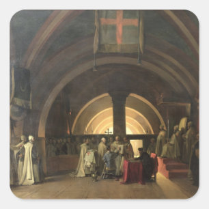 Die Einweihung von Jacques de Molay Quadratischer Aufkleber