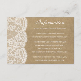 Die Einzelkarten der Kraft & Spitzen-Hochzeitskoll Begleitkarte