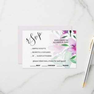 Die Einzigartigkeit der violett-rosa Aquarellkunst RSVP Karte