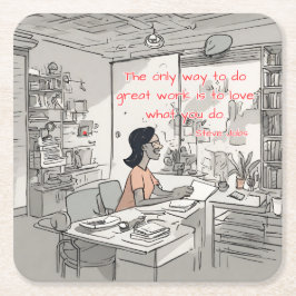 Die einzige Möglichkeit, großartige Arbeit zu leis Rechteckiger Pappuntersetzer