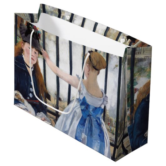 Die Eisenbahn, Edouard Manet große Geschenktasche Geschenktüte (Vorderseite Schrägansicht)