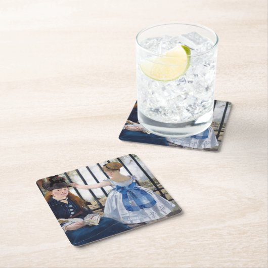 Die Eisenbahn, Edouard Manet Rechteckiger Pappuntersetzer (Vor Ort)