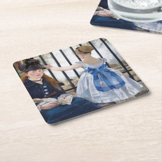 Die Eisenbahn, Edouard Manet Rechteckiger Pappuntersetzer (angewinkelt)