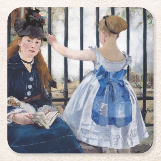 Die Eisenbahn, Edouard Manet Rechteckiger Pappuntersetzer (Vorderseite)