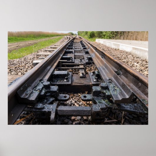 Die Eisenbahn verschwindet in der Ferne Poster (Vorne)